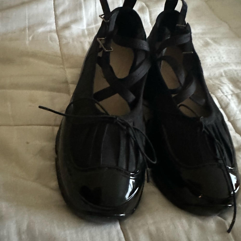 🚨SOLD🚨 AUTHENTIC Simone Rocha Black Patent Leather silk Ballet trainers